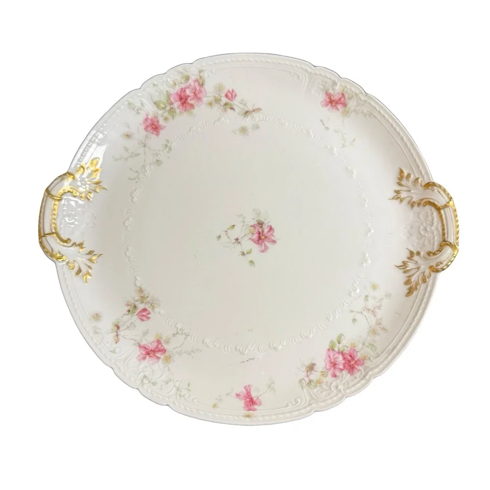 CH Field Haviland Limoges Cake Plate Handled 10